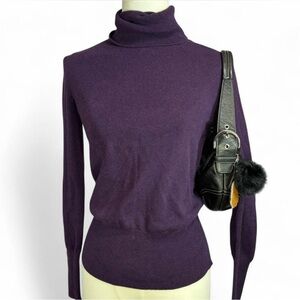 Banana Republic Silk Cotton Cashmere Turtleneck Sweater XS Purple